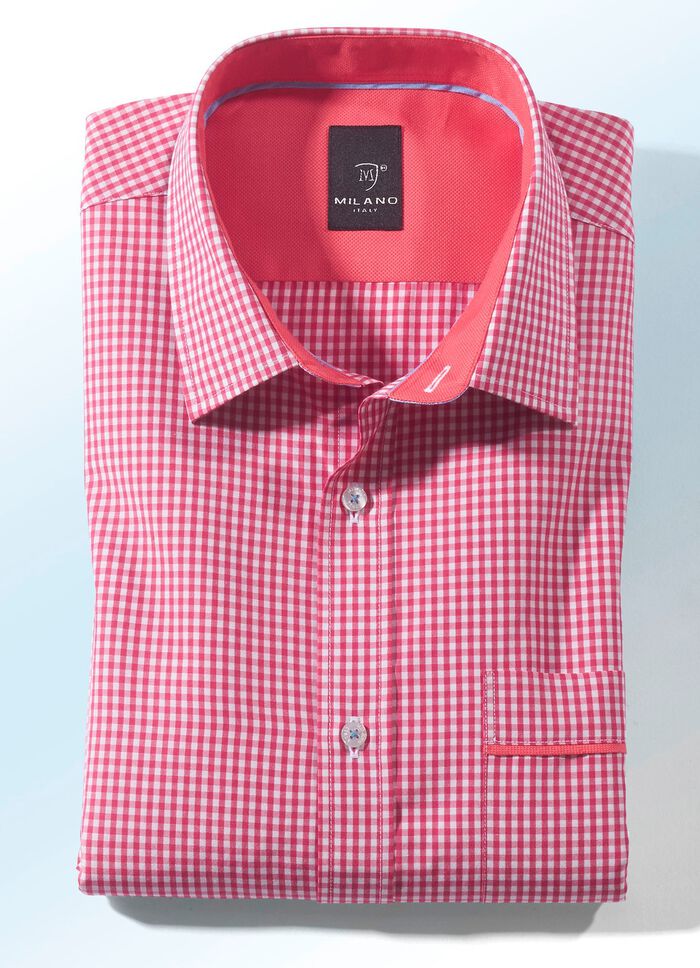 "Milano Italy"- Hemd in Kurz-und Langarm in 4 Farben HELLROT-WEISS