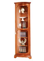 Teilmassive Eckvitrine mit gebogenen Glastüren mit Schloss KIRSCHBAUM