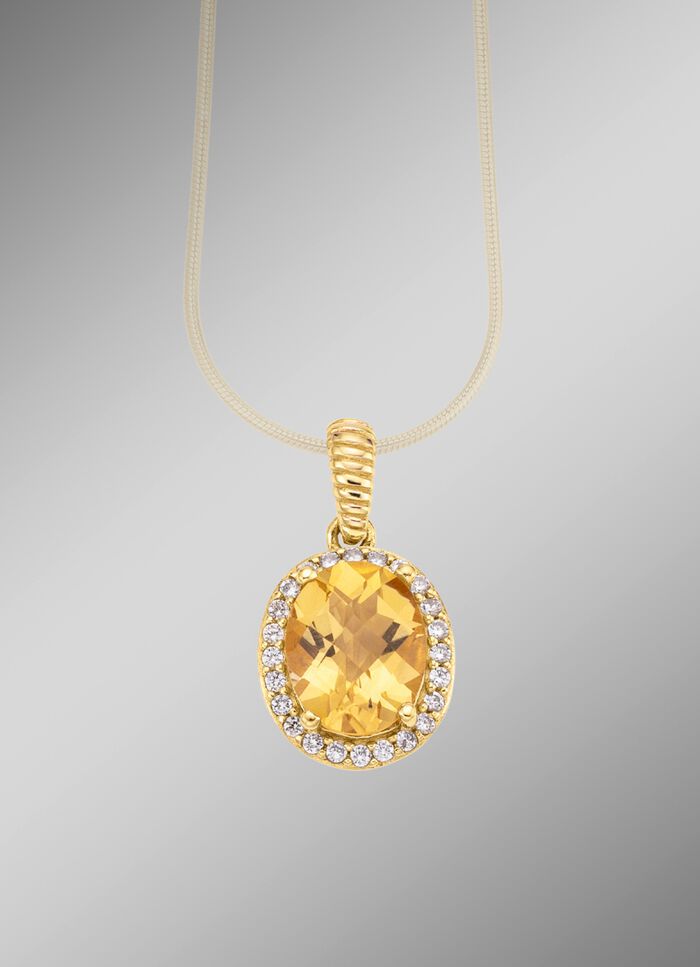 Anh&auml;nger mit echt Citrin und synthetischen Zirkonia 
