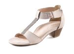 Andrea Conti, schicke Damen-Sandaletten, mit Klettspange HELLBEIGE