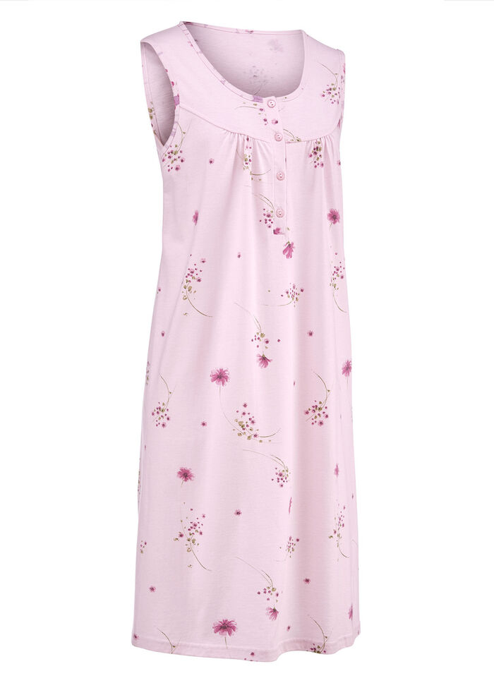 Zweierpack Nachthemden mit breiten Trägern und Knopfleiste 1X ZARTFLIEDER-BUNT, 1X ZARTROSÉ-BUNT