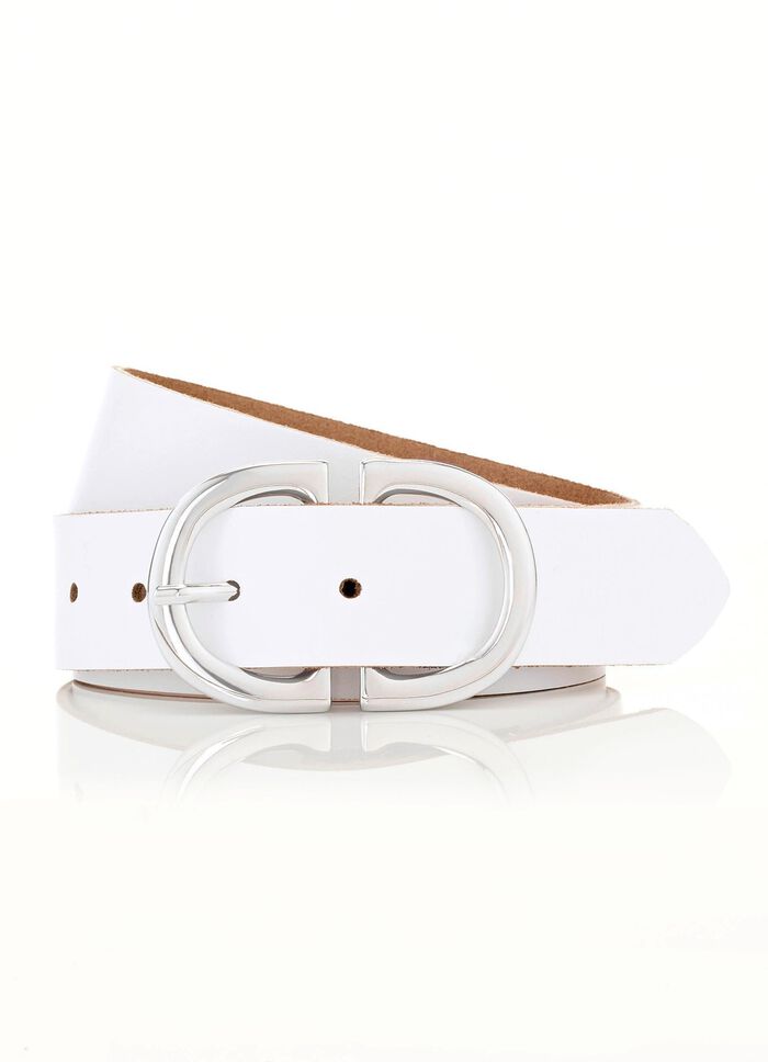 Modischer Damen-G&uuml;rtel aus Leder, 3,5 cm breit WEISS