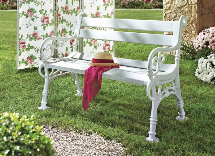 Gartenbank aus Voll-Kunststoff WEISS