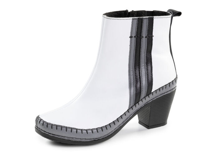 Gemini Stiefelette aus Rind-Nappaleder mit Kontraststreifen WEISS-GRAU-SCHWARZ