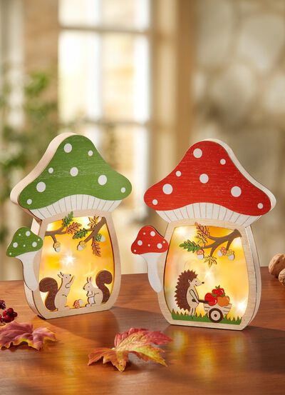 Beleuchtetes Pilz-Haus, batteriebetrieben 