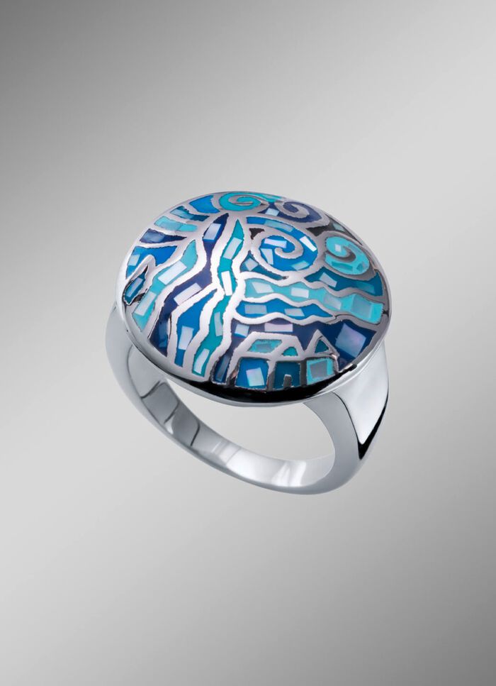 Moderner Damenring mit Mosaikmuster 