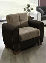 Polstermöbel mit Bettfunktion und Bettkasten BRAUN-BEIGE