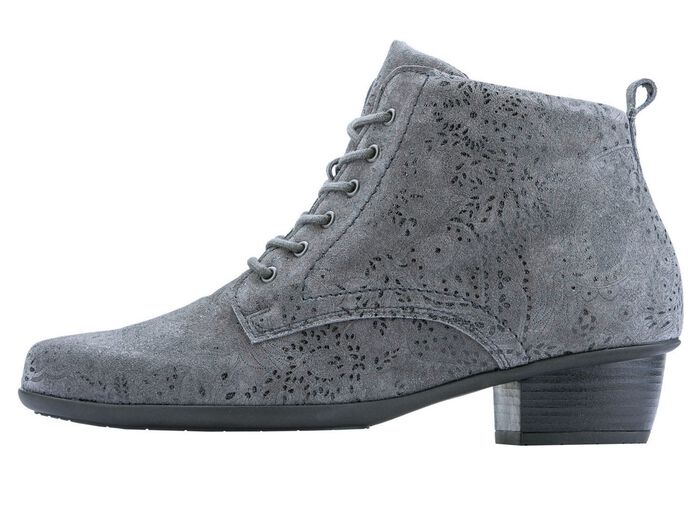 Waldläufer Schnür-Stiefelette mit floraler Prägung GRAU