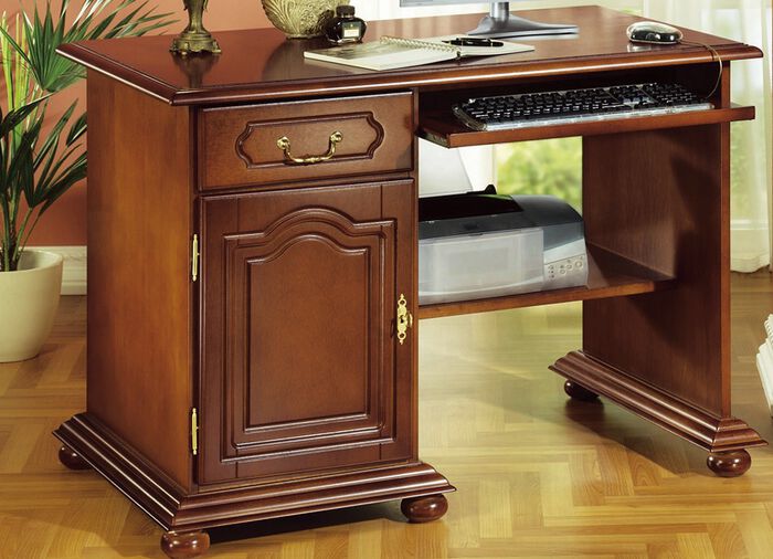 Computer-Schreibtisch mit Echtholfurnier NUSSBAUM