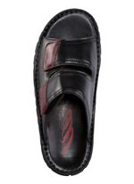 GINO GALANTE, klassische Herren-Pantoletten, aus Leder SCHWARZ-CHIANTI