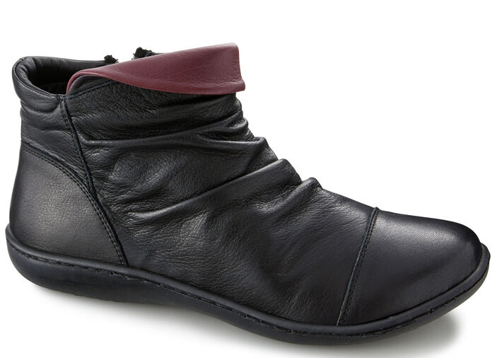 Bootie mit umschlagbarem Kragen SCHWARZ-BURGUND