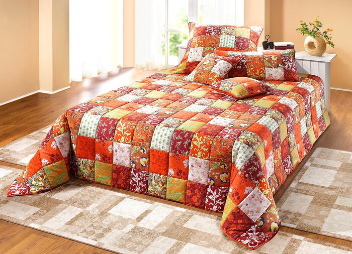 Tagesdecken und Kissenbez&uuml;ge in Patchwork-Optik aus Baumwolle TERRA