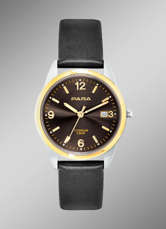 Para-Quartz-Partneruhren mit Lederband 