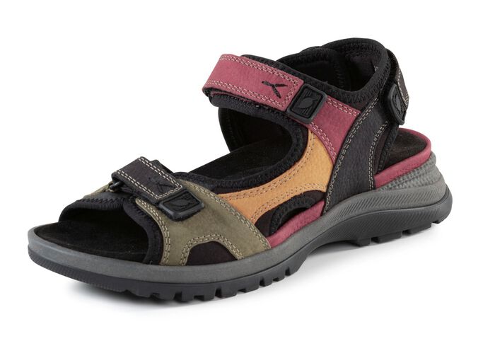 Waldl&auml;ufer, sporliche Damen-Sandalen, Weite H, mit herausnehmbarem Fu&szlig;bett SCHWARZ-BUNT