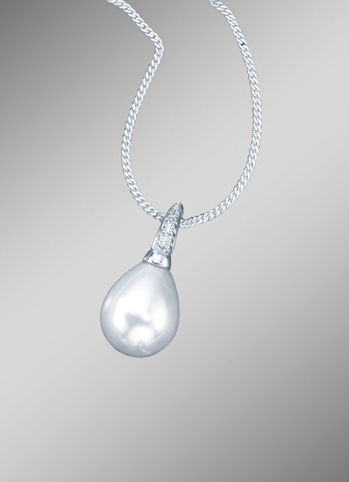 Anh&auml;nger mit Kette und gro&szlig;em Muschelperltropfen 