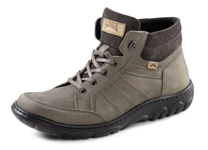 Schnür-Boot aus Nubuk- und Veloursleder KHAKI