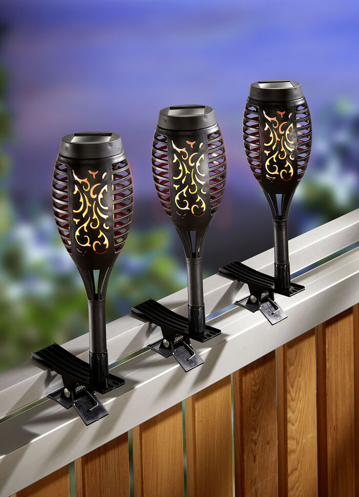 Solar-Fackel, 3er-Set, zum Klemmen oder Stecken 