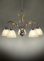 Pendelleuchte, 5-flammig, mit Gestell aus Eisen 