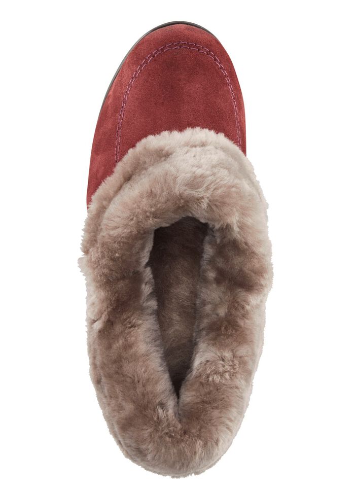 ELENA EDEN Hausschuh mit echtem Lammfellfutter BORDEAUX-TAUPE