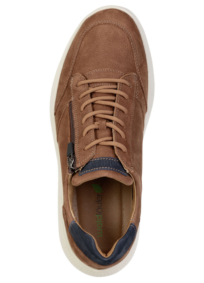 Waldläufer, bequeme Herren-Sneaker, Weite H, mit herausnehmbarem Fußbett COGNAC-MARINE
