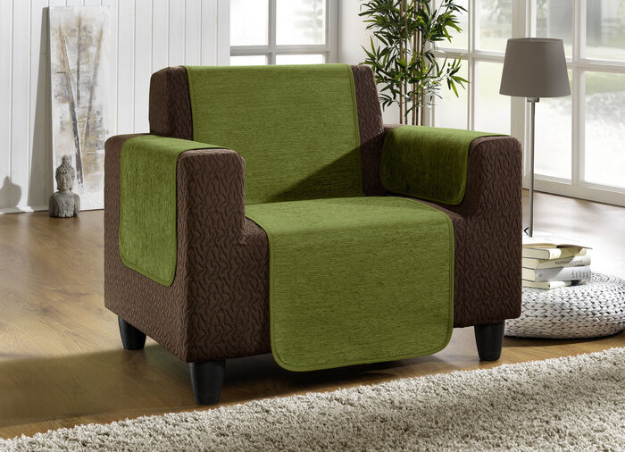 Unempfindliche Sessel-,Couch- und Armlehnenschoner aus Chenille GRÜN