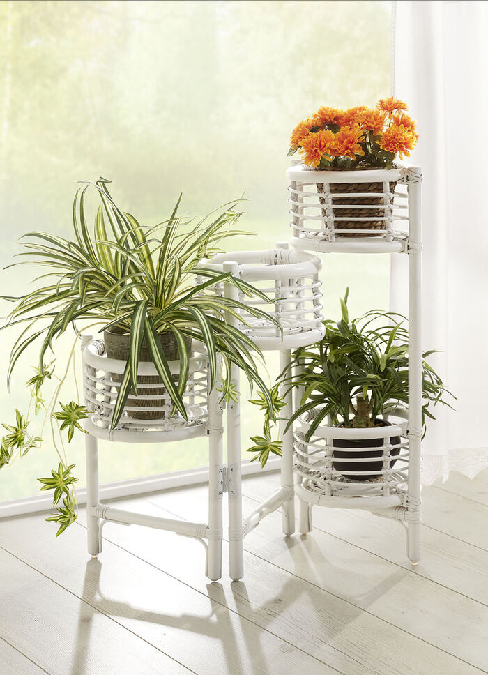 Blumenständer aus Rattangeflecht WEISS