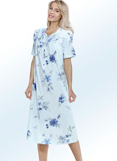 Nachthemd, Kurzarm mit Knopfleiste 