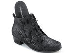 Waldl&auml;ufer Schn&uuml;r-Stiefelette mit floraler Pr&auml;gung SCHWARZ