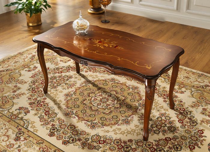 Couchtisch mit Intarsien NUSSBAUM