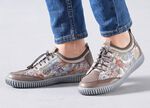 Gemini Sneaker aus teilweise floral bedrucktem Rindleder TAUPE-BUNT