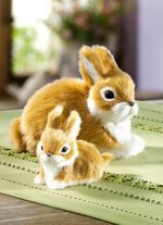 Hasen, 2er-Set, mit weichem Kunstfell HELLBRAUN