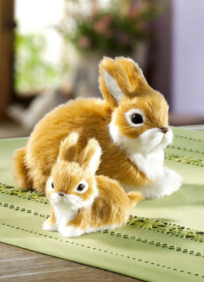 Hasen, 2er-Set, mit weichem Kunstfell HELLBRAUN