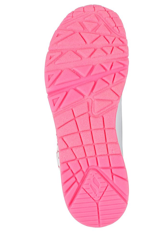 SKECHERS Schn&uuml;r-Sneaker mit niedlichen Herzchen bedruckt WEISS-PINK