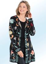 Long-Strickjacke mit Floraldessin 