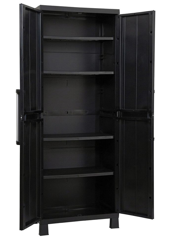 Ger&auml;teschrank Garage mit Holzlamellen-Effekt 