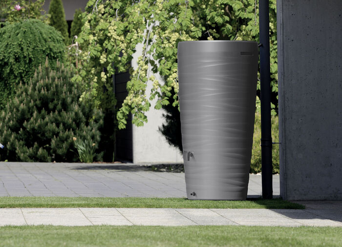 Regentonne in klassischer Wellenoptik GRAU