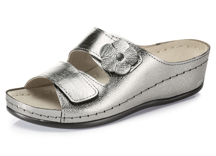 Pantolette mit Leder-Tieffußbett ANTIKBRONZE