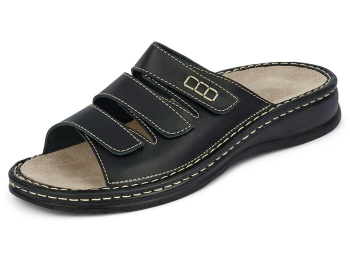 Mubb, bequeme Herren-Pantoletten, Weite H, mit herausnehmbarem Fu&szlig;bett SCHWARZ