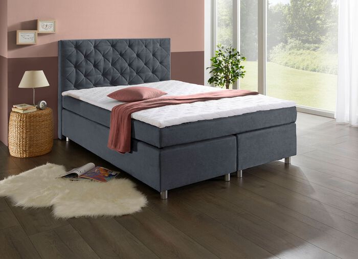 Boxspringbett mit Topper ANTHRAZIT