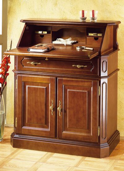 Sekret&auml;r mit eleganten, goldfarbenen Metallgriffen 