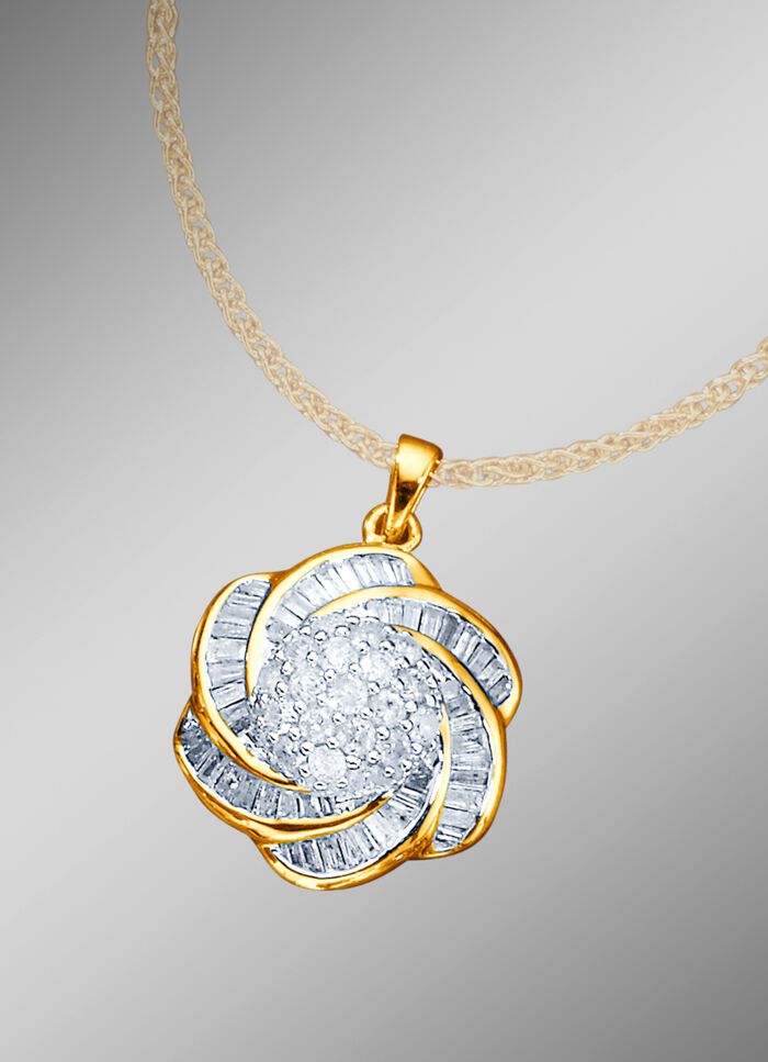 Bl&uuml;tenf&ouml;rmiger Anh&auml;nger mit Brillanten 