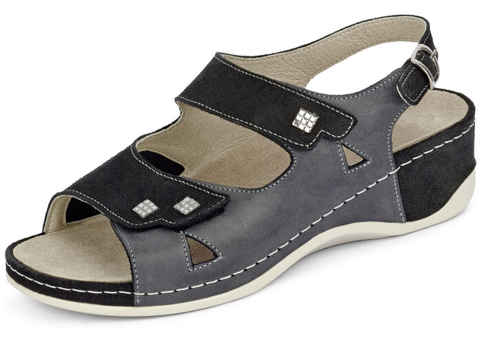 Mubb, bequeme Damen-Sandalen, Weite H, mit herausnehmbarem Fußbett SCHWARZ-ANTHRAZIT