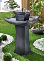 Solarbrunnen Pagode in t&auml;uschend echter Steinoptik 