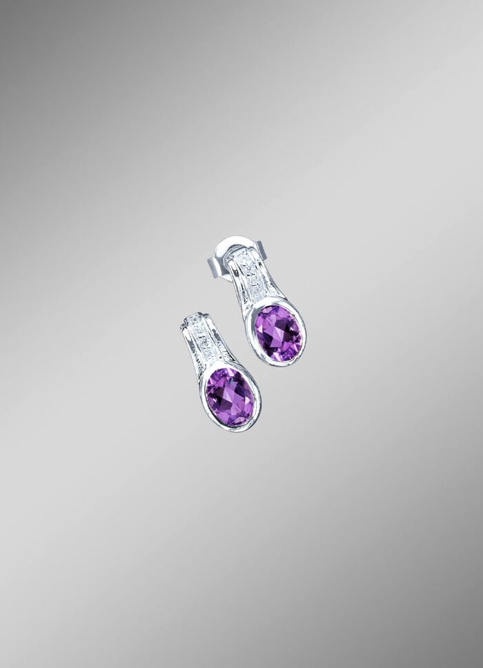 Elegante Ohrstecker mit echt Amethyst und synth. Zirkonia 