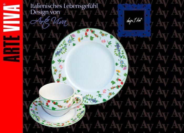 Porzellan-Geschirr Millefiori aus hochwertigem wei&szlig;en Porzellan 