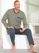 Zweierpack Schlafanz&uuml;ge mit V-Ausschnitt und offenen Abschl&uuml;ssen  