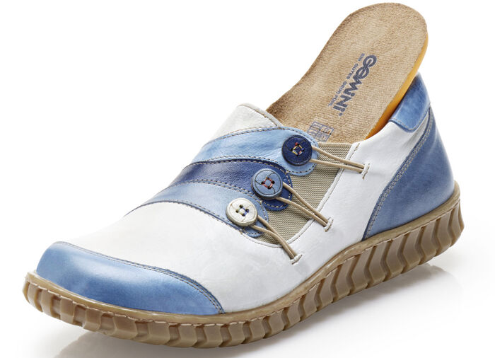 Gemini Slipper mit Zierkn&ouml;pfen WEISS-JEANS