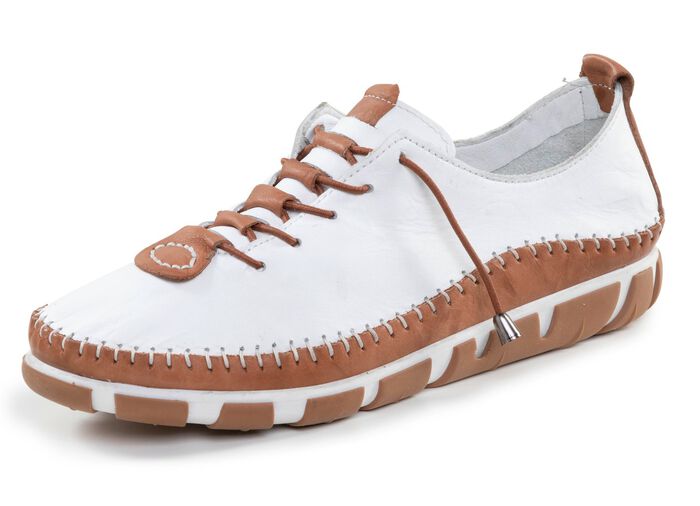 Gemini, leichte Damen-Schn&uuml;rschuhe, Weite G, mit herausnehmbarem Fu&szlig;bett WEISS-BRAUN