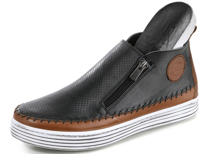 Gemini Bootie aus Rind-Nappaleder mit Zierperforation SCHWARZ-BRAUN