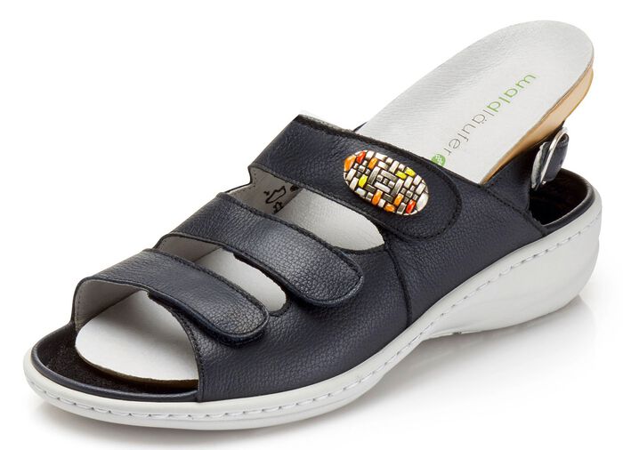 Waldl&auml;ufer Sandale mit buntem Metallschmuck DUNKELBLAU